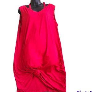 LOLLO VITA Women Casual Short TShirt Dresses Cold Shoulder, Size XXL Red